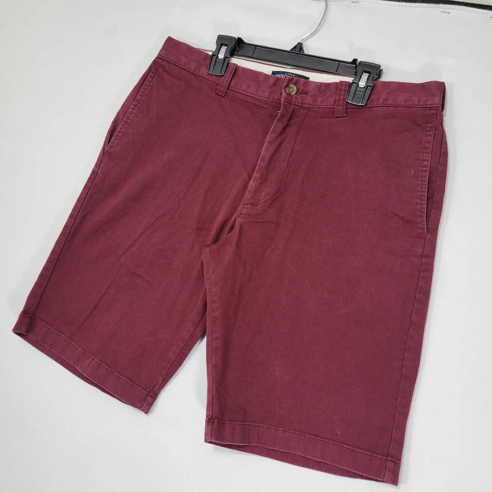 J.Crew‎ Mercantile Flex Men's Chino Shorts Flat Front Burgundy Size 32 / 10